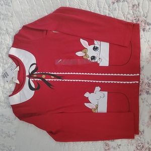 H&M girls Christmas long sleeves shirt red size US 6-8 .